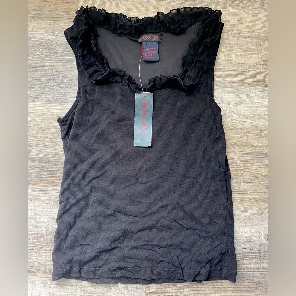 Vintage Ralph Lauren Ruffled Collar Tank Top New With Tags